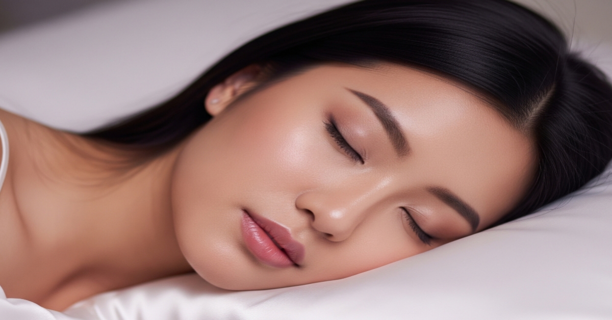 Woman with naturally glowing skin overnight while sleeping