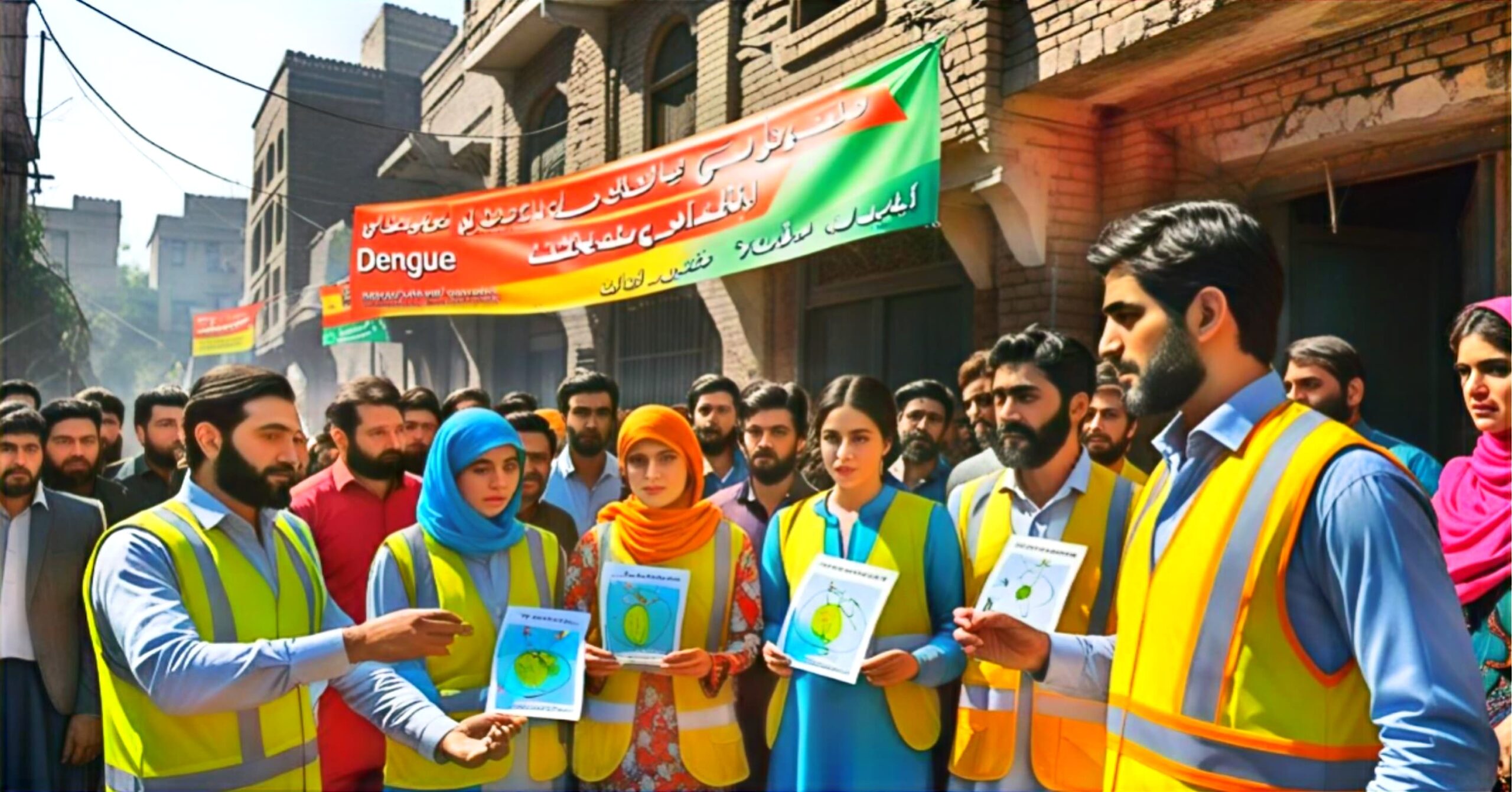 Dengue awareness drive Pakistan India — community nets distribution