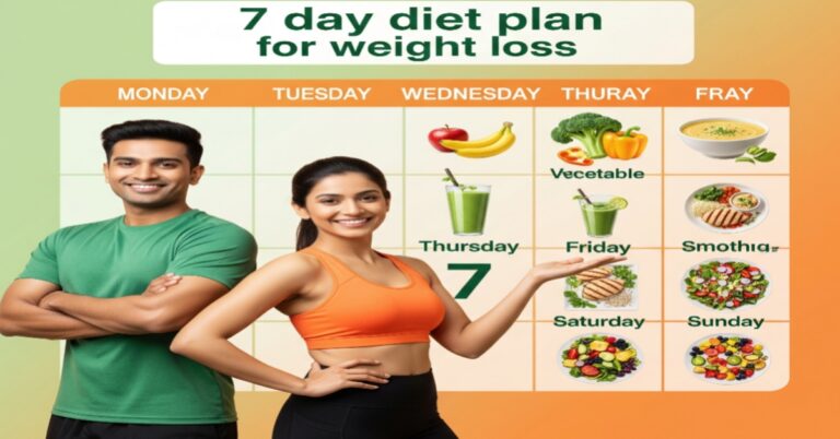 Healthy Pakistani diet plate with grilled chicken, vegetables, brown rice, and lemon water – ideal for 7-day weight loss plan