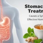 Stomach Gas Treatment with natural remedies like ginger, fennel, mint, ajwain, and herbal tea for quick relief.