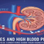 Diabetes and High Blood Pressure Kidney Damage illustration showing kidney health risk and prevention tips