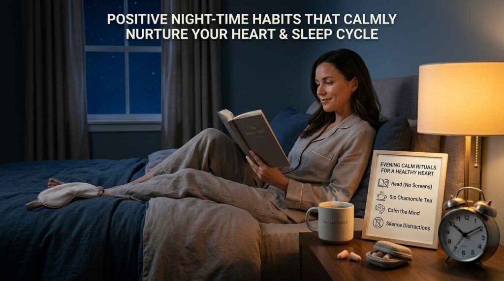 Healthy night-time routine supporting awareness of night-time habits that quietly damage your heart